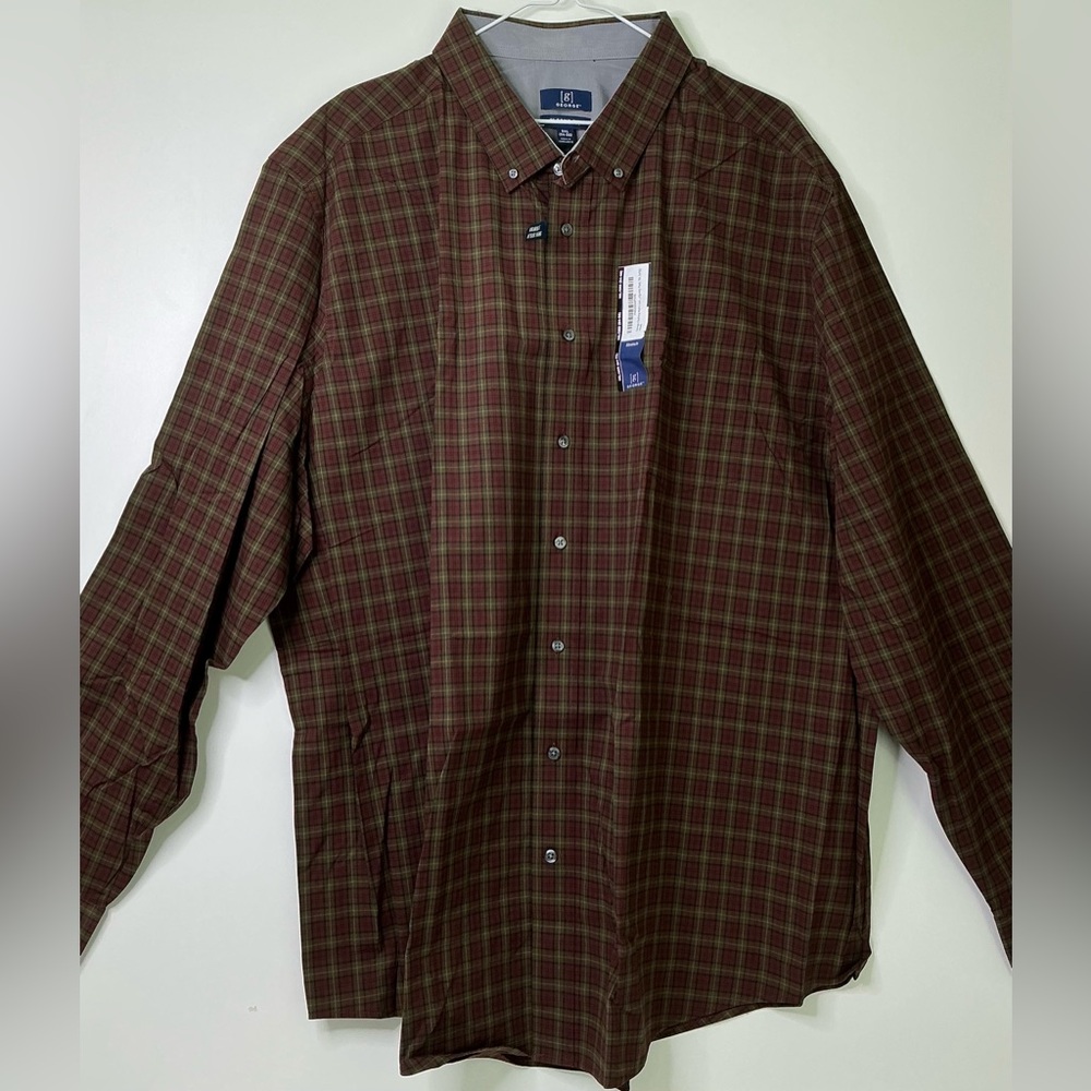 George [g] Men's Size 3XL Long Sleeve Flannel Button Shirt in Red Green New